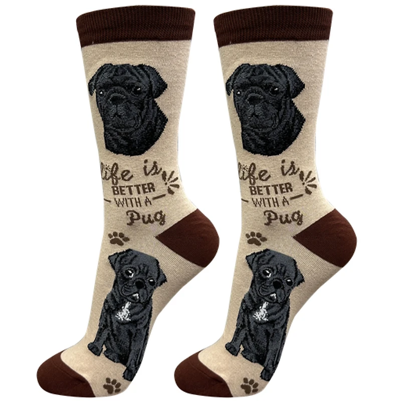 LIFE IS BETTER - Black Pug - Crew - OSFM