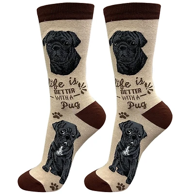 LIFE IS BETTER - Black Pug - Crew - OSFM