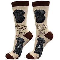 LIFE IS BETTER - Black Pug - Crew - OSFM