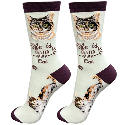 LIFE IS BETTER - Calico Cat - Crew - OSFM