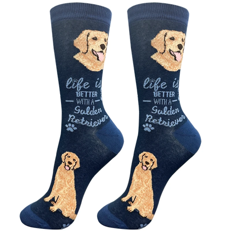 LIFE IS BETTER - Golden Retriever - Navy - Crew - OSFM
