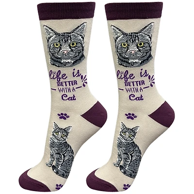 LIFE IS BETTER - Silver Tabby - Crew - OSFM