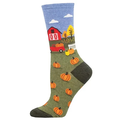 Socksmith - Pumpkin Patch - Green Heather - Crew - Women's