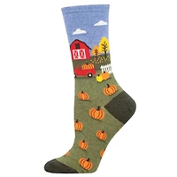 Socksmith - Pumpkin Patch - Green Heather - Crew - Women's