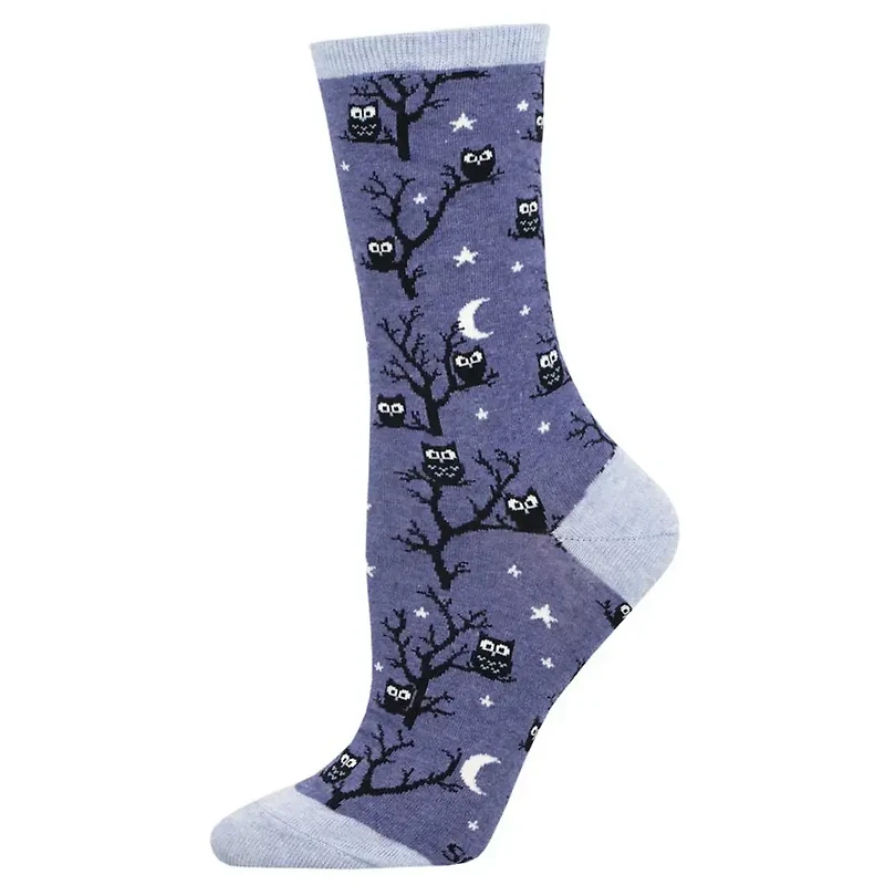 Socksmith - Don't Give A Hoot - Denim Heather - Crew - Women's
