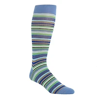 Dapper Classics - Azure Blue with Grass Green/Yolk/Sky Blue/Navy/Cream Stripe - Cotton - Over The Calf