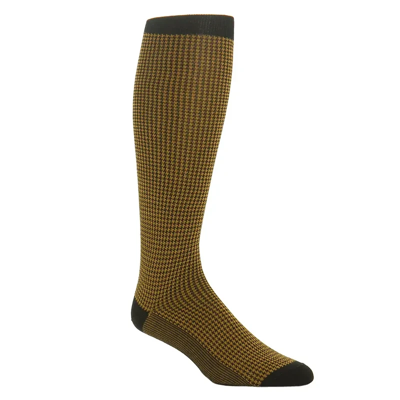 Dapper Classics - Black and Gold Houndstooth - Cotton - Over The Calf