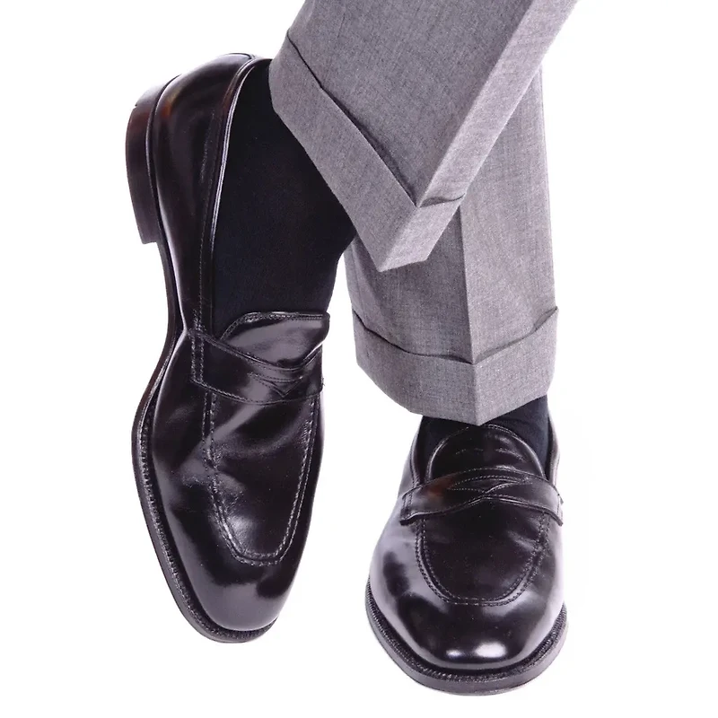 Dapper Classics - Black Solid Ribbed - Cotton - Over The Calf