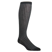 Dapper Classics - Black with Ash Vertical Stripe - Cotton - Over The Calf