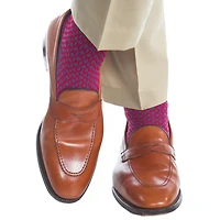 Dapper Classics - Indigo Blue with Red Ovals - Cotton - Over The Calf - King Size