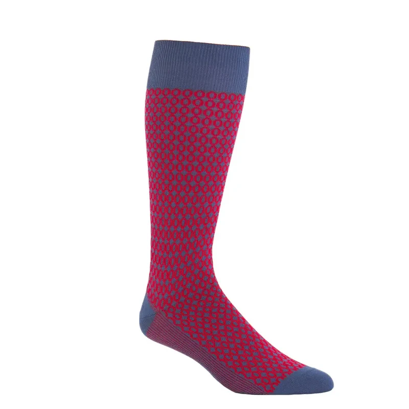 Dapper Classics - Indigo Blue with Red Ovals - Cotton - Over The Calf - King Size