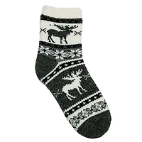 TOP IT OFF - Wintry Holiday Sock - Moose - Gray - One Size