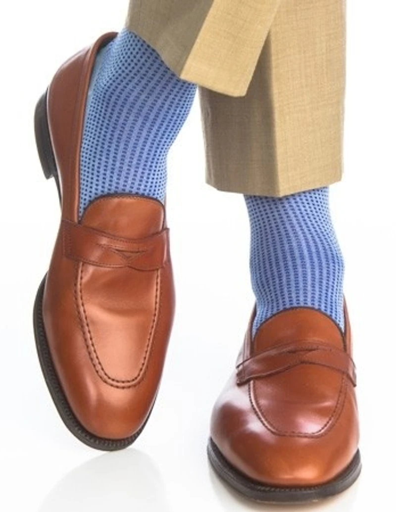 Dapper Classics - Sky Blue and Clematis Blue Grenadine - Cotton - Over The Calf