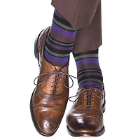 Dapper Classics - Black with Pine Green/Royal Purple/Charcoal/Coffee Brown - Merino Wool - Over The Calf