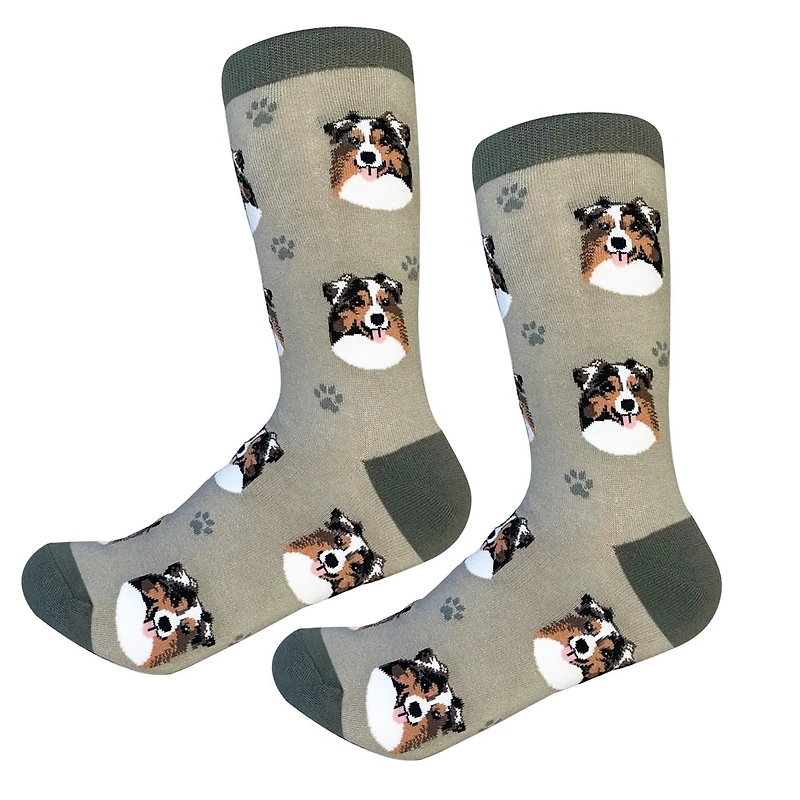 Sock Daddy - Australian Shepherd - Olive - Crew - Unisex