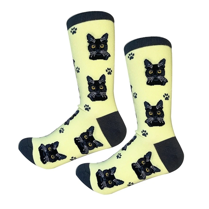 Sock Daddy - Black Cat - Lime - Crew - Unisex