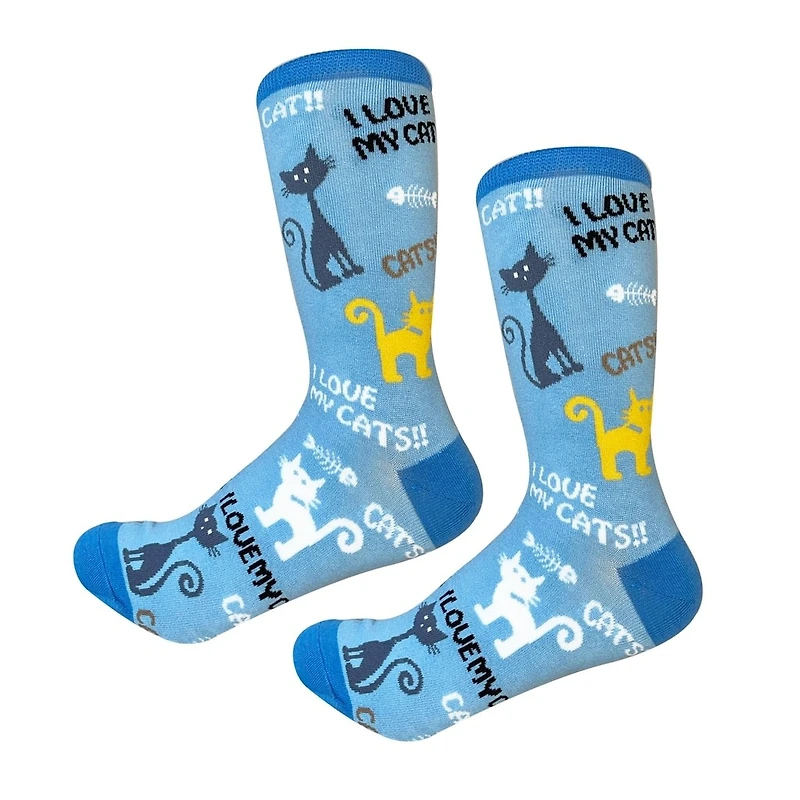 Sock Daddy - I love my Cat - Blue - Crew - Unisex