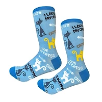 Sock Daddy - I love my Cat - Blue - Crew - Unisex
