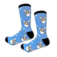 Sock Daddy - Welsh Corgi - Blue - Crew