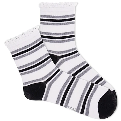 K. Bell - Crochet Lace Ribbed - White - Ankle - Women's