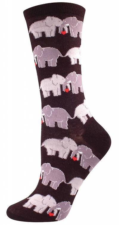 Socksmith - Elephant Love - Black - Crew - Women's