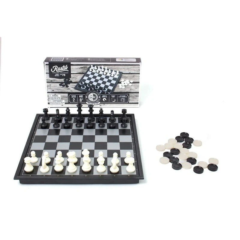 Jeu d'échecs et dames - magnétique (Multilingue)