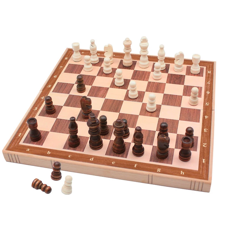 Jeu d'échecs en bois - magnétique (Multilingue)