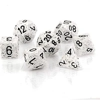 7 dés polyédriques picotés ''Arctic Camo''