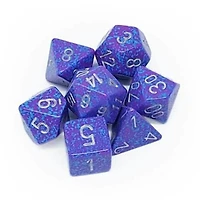 7 dés polyédriques picotés ''Silver Tetra''