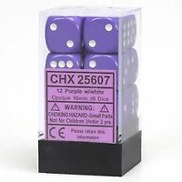 12 dés 6 16mm opaques violet avec points blancs