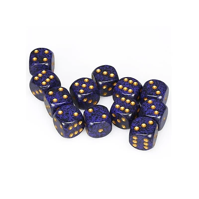 12 dés 6 16mm picotés ''Goln Cobalt''