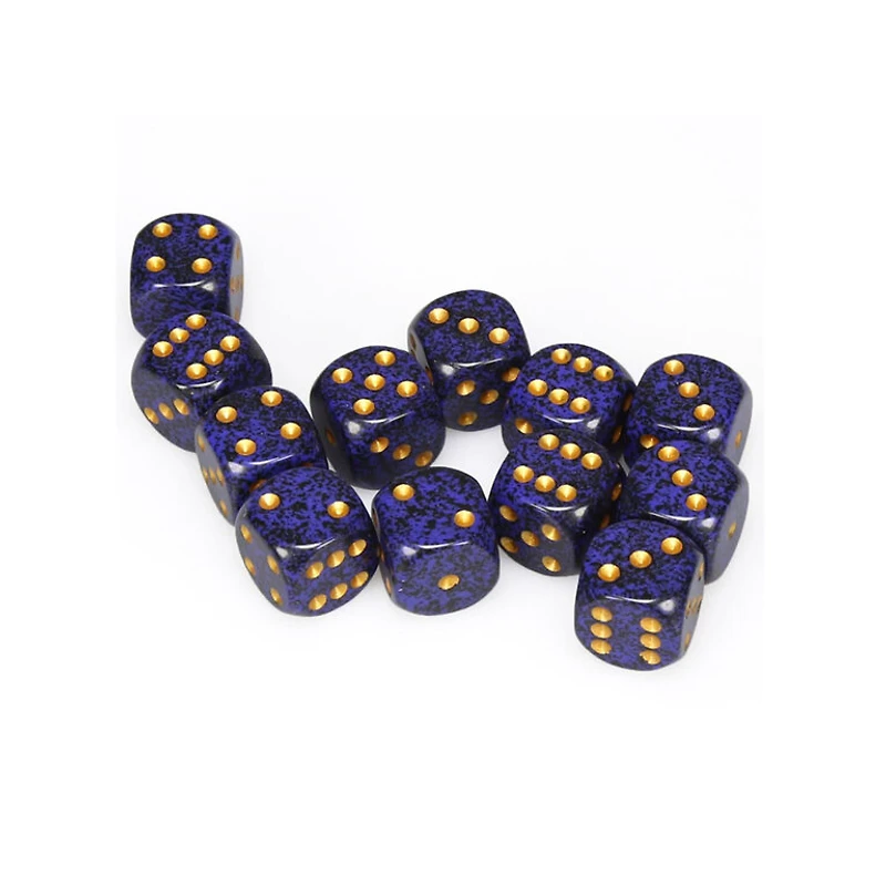 12 dés 6 16mm picotés ''Goln Cobalt''