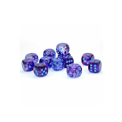 36 dés 6 12mm Nebula Luminary nocturne avec chiffres bleus