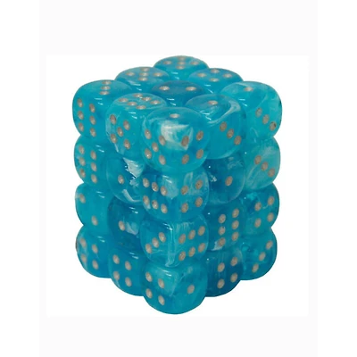 36 dés 6 12mm Luminary Ciel avec points argent