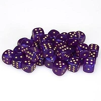 36 dés 6 12mm Borealis Luminary - Violet Royal avec picots dorés