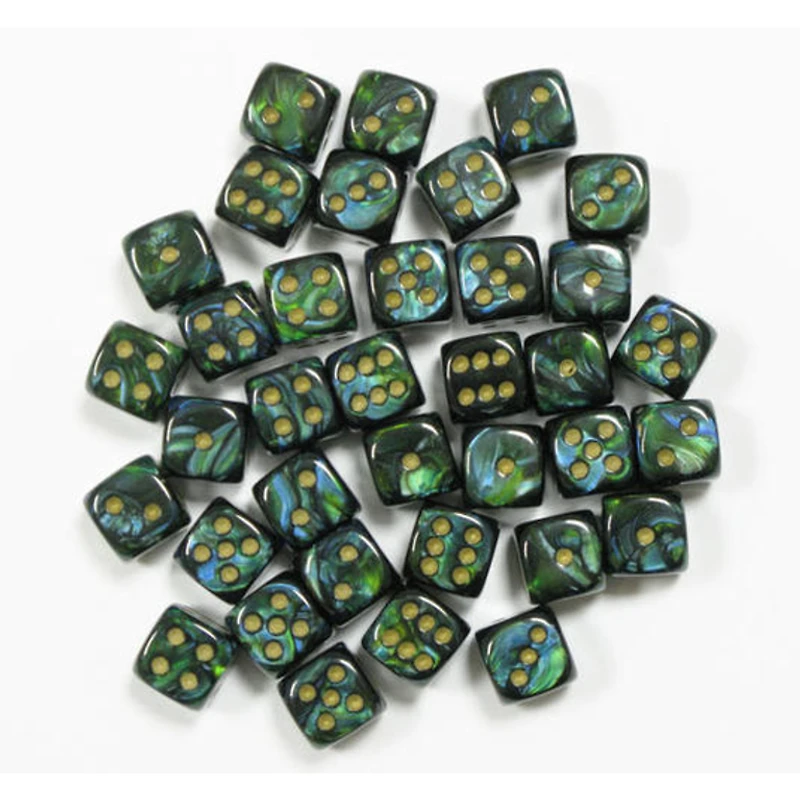 36 dés 6 12mm Scarab Ja avec points dorés