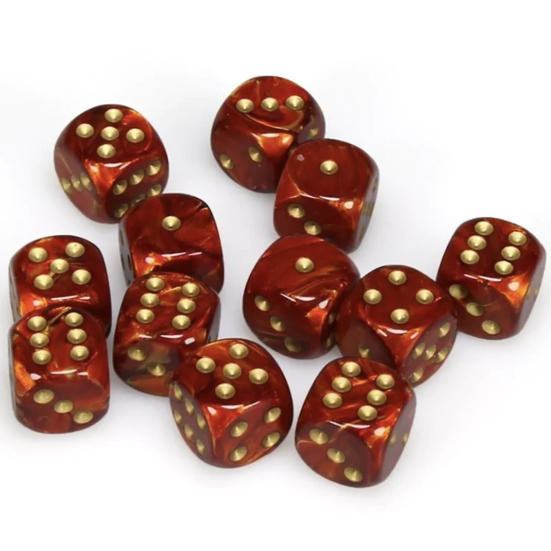 12 dés 6 16mm Scarab Scarlet avec points dorés