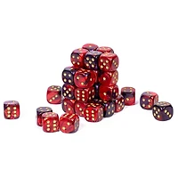 36 dés 6 12mm Gemini violet/rouge avec points dorés