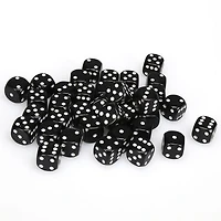 36 dés 6 12mm opaques noir avec points blancs