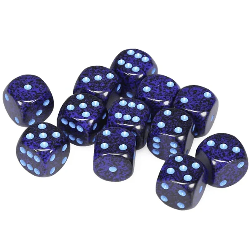 12 dés 6 16mm picotés ''Cobalt''