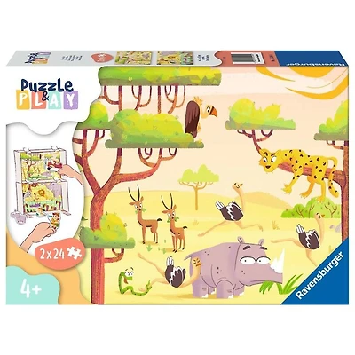 Ravensburger L'heure du safari - Puzzle and Play - 2x24 pièces
