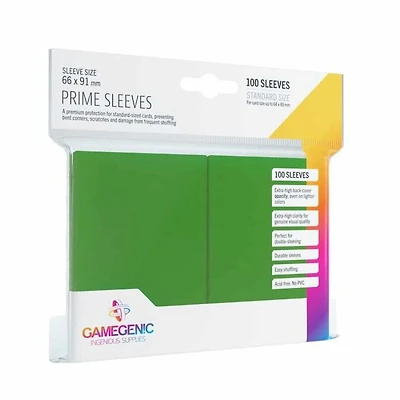 Gamegenic (Gamegenic) Prime Sleeves: Green - 100 Unités - 66mm x 91mm