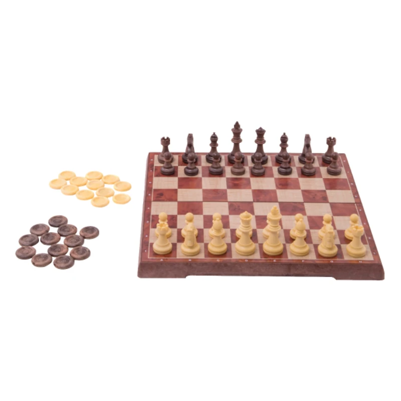 Jeu d'échecs et dames (Edition peachwood) - magnétique (Multilingue)