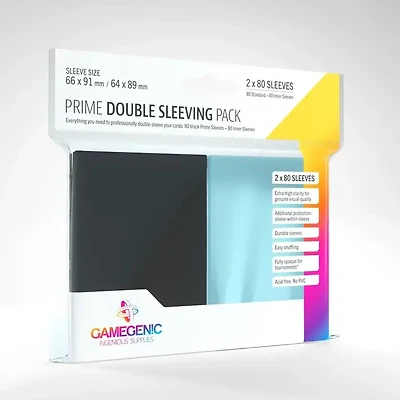 Gamegenic (Gamegenic) Prime Value Double Sleeving Pack Standard : Clear/Black - 2x80 Unités - 66mm x 91mm*