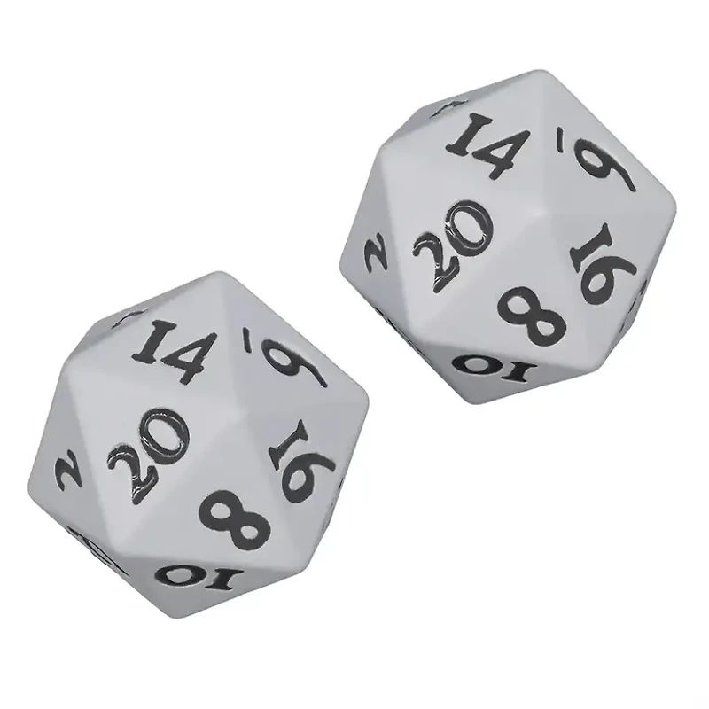 (UP) Heavy Metal D20 Dice Set - 2 Piece Set - Vivid White