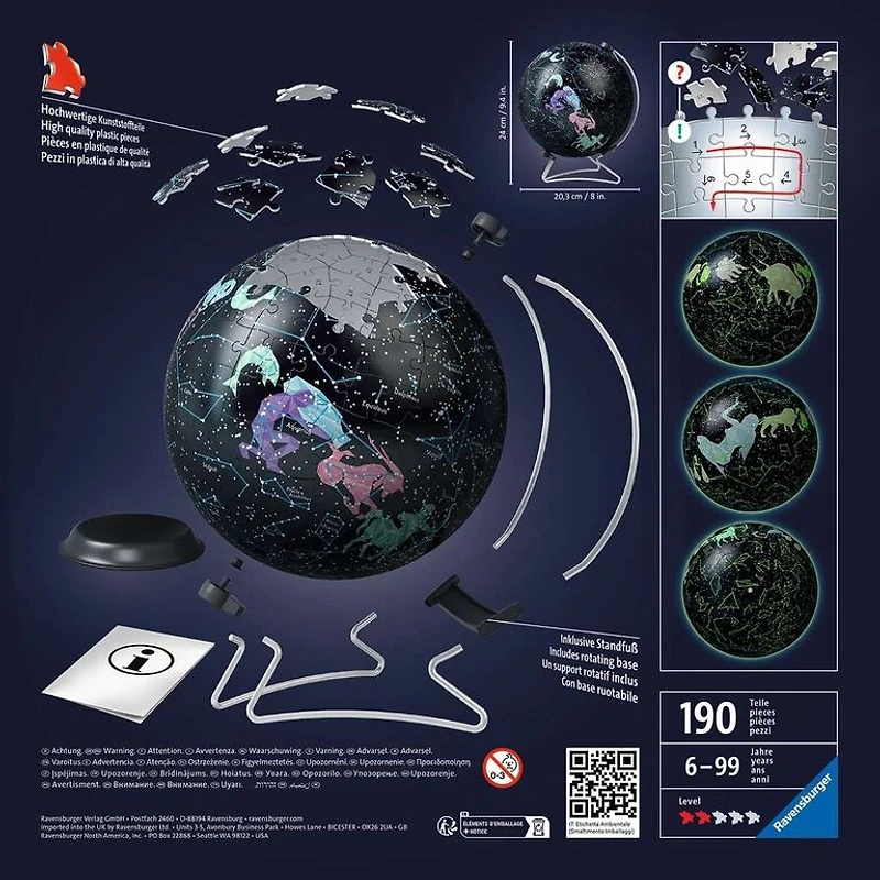Globe brille dans le noir - 180 pièces 3D