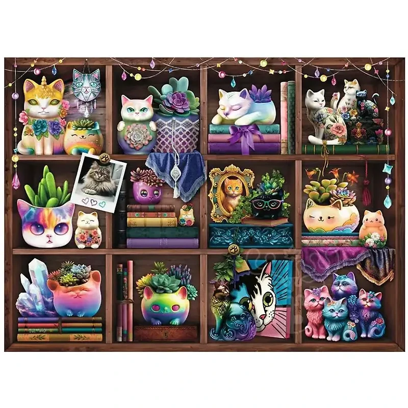 Cubby Cats and Succulents - 500 pieces