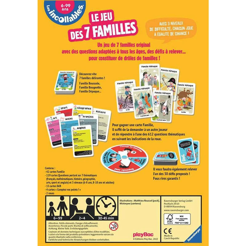 Le Jeu des 7 Familles - Les incollables (Français)