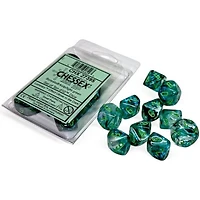 10 dés 10 Borealis Luminary kelp avec chiffres verts pâles