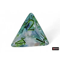 7 dés polyédriques Borealis Luminary kelp avec chiffres verts pâles